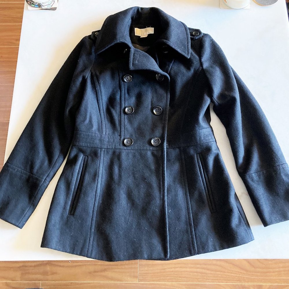 Michael Kors Women's black double breasted wool peacoat / jacket / fall, winter